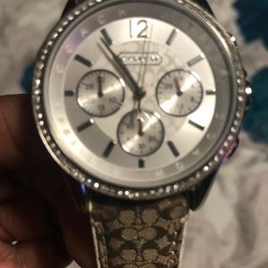 Women COACH Boyfriend Signature Gold Tone Watch